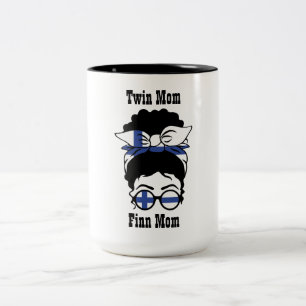 Tasse 2 Couleurs Maman finlandaise Twin avec Messy Bun