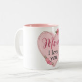 Tasse 2 Couleurs Maman Je t'aime / Coeur (Devant gauche)