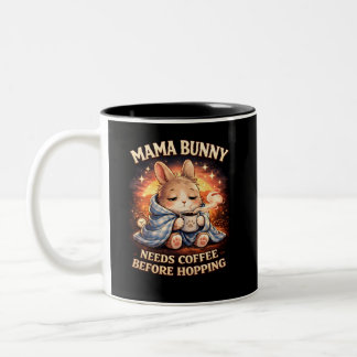 Tasse 2 Couleurs Maman Lapin a Besoin de Café Avant de Sauter