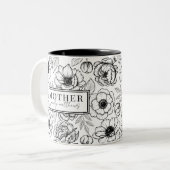Tasse 2 Couleurs Maman Mère noire blanche florale (Devant gauche)