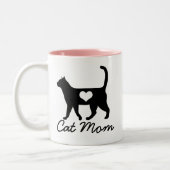 Tasse 2 Couleurs Maman moderne de chat de silhouette de chat (Gauche)
