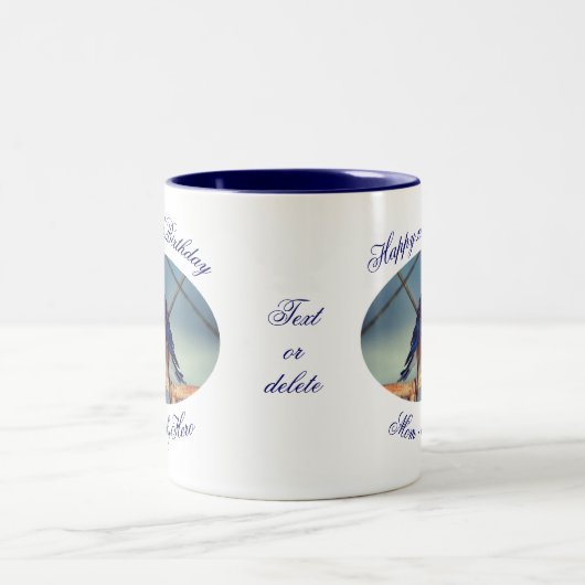 Tasse 2 Couleurs Maman Mon Héros Joyeux Anniversaire Bluebird Perso (Centre)