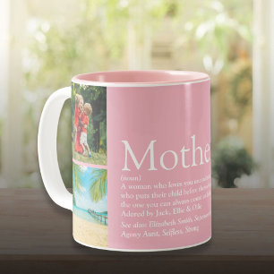 Tasse 2 Couleurs Maman Mother Definition 4 Photo Collage Pink