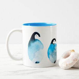 Tasse 2 Couleurs Manchots mignons aquarelle
