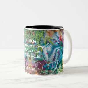 Tasse 2 Couleurs Mandala de lotus de Bouddha aquarelle Citation per