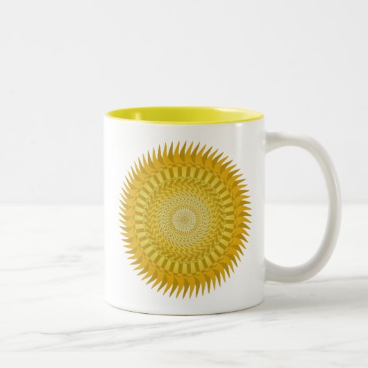 Tasse 2 Couleurs Mandala du Soleil en Jaune (Droit)