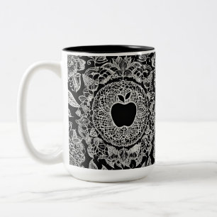 Tasse 2 Couleurs Mandala en dentelle noire et blanche élégante avec