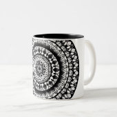 Tasse 2 Couleurs mandala floral d'encre (Devant droit)