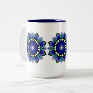 Tasse 2 Couleurs Mandala Motif 02 en bleu foncé