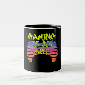 Tasse 2 Couleurs Manette de jeu Art Citations Rétro Coucher de Sole