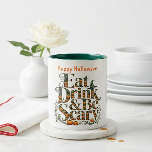 Tasse 2 Couleurs Manger Boire & Être Effrayant Typographie Moderne