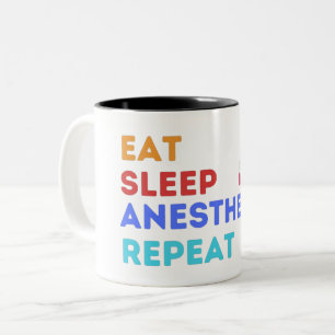 Tasse 2 Couleurs MANGER DORMIR ANESTHÉSIE RÉPÉTER - ANESTHÉSIE Deu