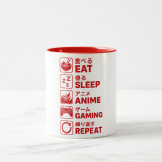 Tasse 2 Couleurs Manger Dormir Anime Jeux Vidéo Répéter Homme Adole