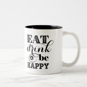 Tasse 2 Couleurs Mangez, boisson et soyez heureux