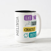 Tasse 2 Couleurs Mangez crochet de sommeil répéter personnalisé (Devant droit)