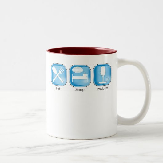 Tasse 2 Couleurs Mangez le Podcast de sommeil (Droit)