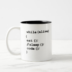 Tasse 2 Couleurs Mangez, ne dormez pas, coder, répéter. Logiciel
