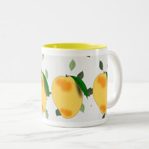 Tasse 2 Couleurs Mango Jaune frais avec Feuilles verts
