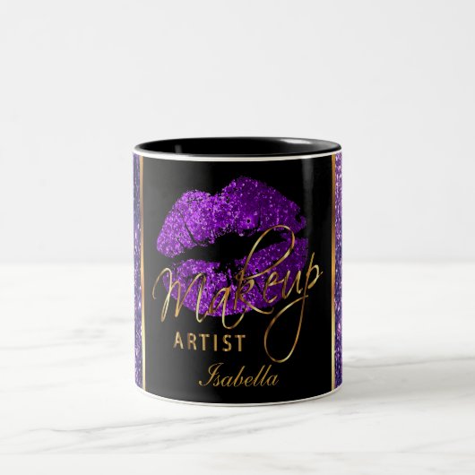 Tasse 2 Couleurs Maquillage Artiste Parties scintillant violet lèvr (Centre)