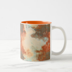 Tasse 2 Couleurs Marbre turquoise et rouille Abstrait