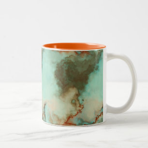 Tasse 2 Couleurs Marbre turquoise et rouille Abstrait