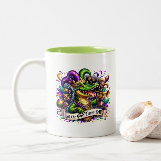 Tasse 2 Couleurs Mardi Gras (Avec donut)