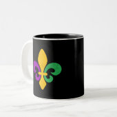 Tasse 2 Couleurs Mardi Gras Fleur De Lis (Devant gauche)