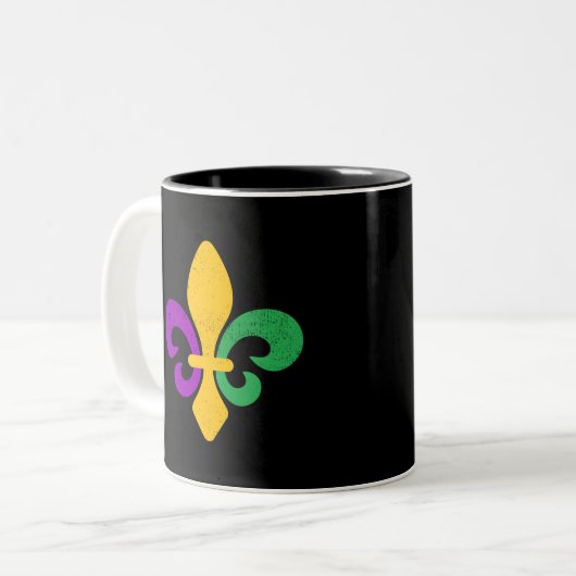 Tasse 2 Couleurs Mardi Gras Fleur De Lis (Devant gauche)