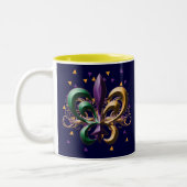 Tasse 2 Couleurs Mardi gras Fleur de Lis Design (Gauche)