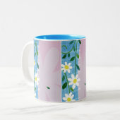 Tasse 2 Couleurs Marguerite Tasse-Blanche sur la conception de bleu (Devant gauche)
