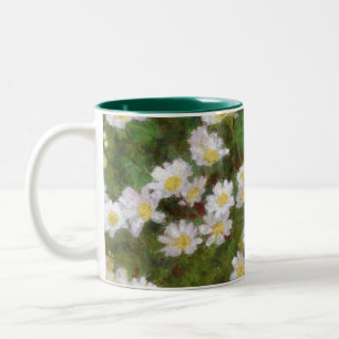 Tasse 2 Couleurs Marguerites Peintes Dans Un Style Impressionniste
