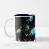 Tasse 2 Couleurs Marguerites peintes sur le noir (Gauche)