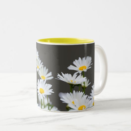 Tasse 2 Couleurs Marguerites sur Grey (Devant droit)