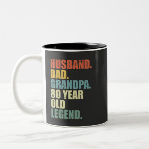 Tasse 2 Couleurs Mari Papa Grand-père Légende de 80 ans 80 ans d'an