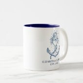 Tasse 2 Couleurs Mariage Ancre bleu marine (Devant droit)