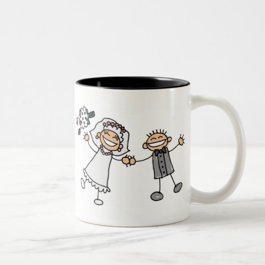 Tasse 2 Couleurs Mariage de dessin (Droit)