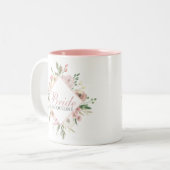 Tasse 2 Couleurs Mariage de monogramme rose rose pâle (Devant gauche)