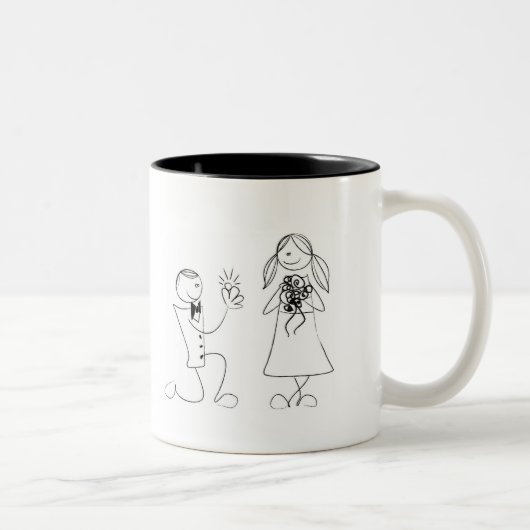 Tasse 2 Couleurs Mariage fait sur commande de couples de bande (Droit)
