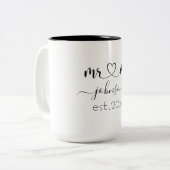 Tasse 2 Couleurs Mariage Fiançailles Coeur M. Mme Nom personnalisé (Devant gauche)