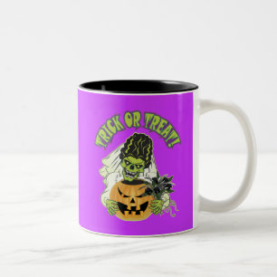Tasse 2 Couleurs Mariée du crâne Frankenstein