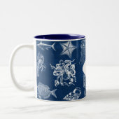 Tasse 2 Couleurs Marine Océan bleu Animaux marins Monogramme (Gauche)