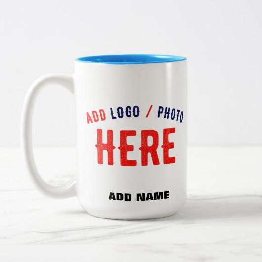 TASSE 2 COULEURS MARQUE BLANCHE MODERNE ET PERSONNALISABLE VÉRIFIÉE (Gauche)