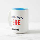 TASSE 2 COULEURS MARQUE BLANCHE MODERNE ET PERSONNALISABLE VÉRIFIÉE (Devant gauche)