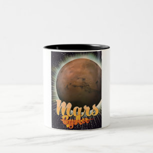 Tasse 2 Couleurs Mars By Air Affiche de vol vintage