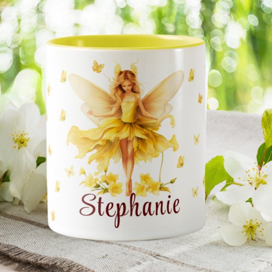 Tasse 2 Couleurs Mars Jonquille de naissance Mois Fleur Florale Fée