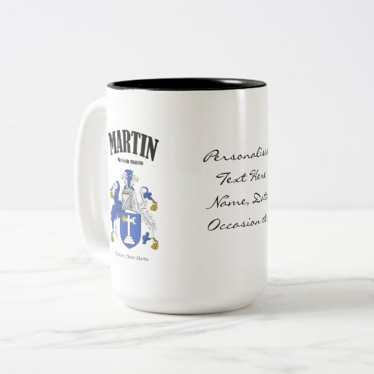 Tasse 2 Couleurs Martin Family Crest, Traduction & Signification (Devant gauche)