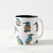 Tasse 2 Couleurs Martins-pêcheur peints sur un arrière - plan blanc (Devant droit)