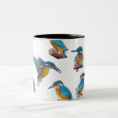 Tasse 2 Couleurs Martins-pêcheur peints sur un arrière - plan blanc (Centre)