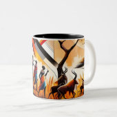 Tasse 2 Couleurs Masaï d'art africain Abstrait géométrique (Devant droit)