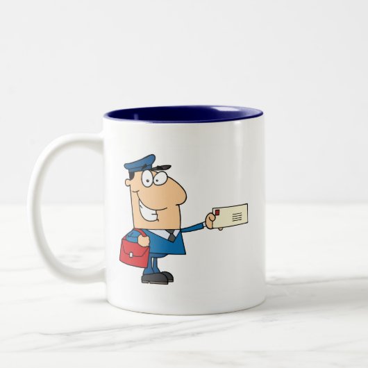 Tasse 2 Couleurs Mascotte de postier de travail de la poste personn (Gauche)